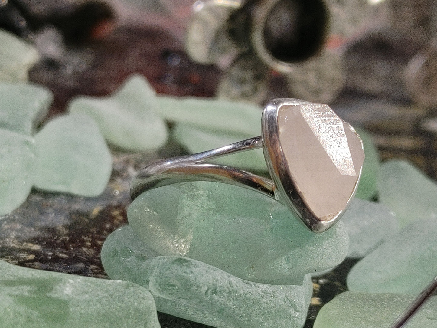 Rose Quartz Trillion Ring