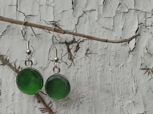 Kelly Green Sea Glass Earrings