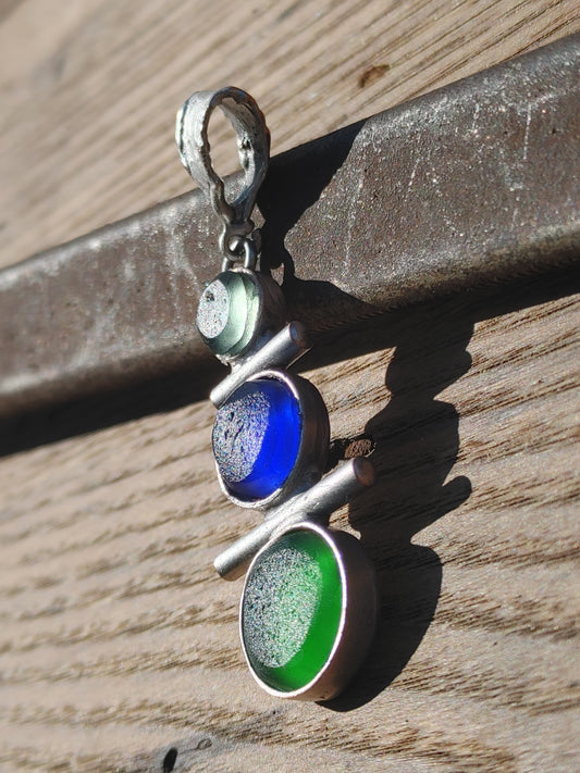 Tricolor Sea Glass Pendant